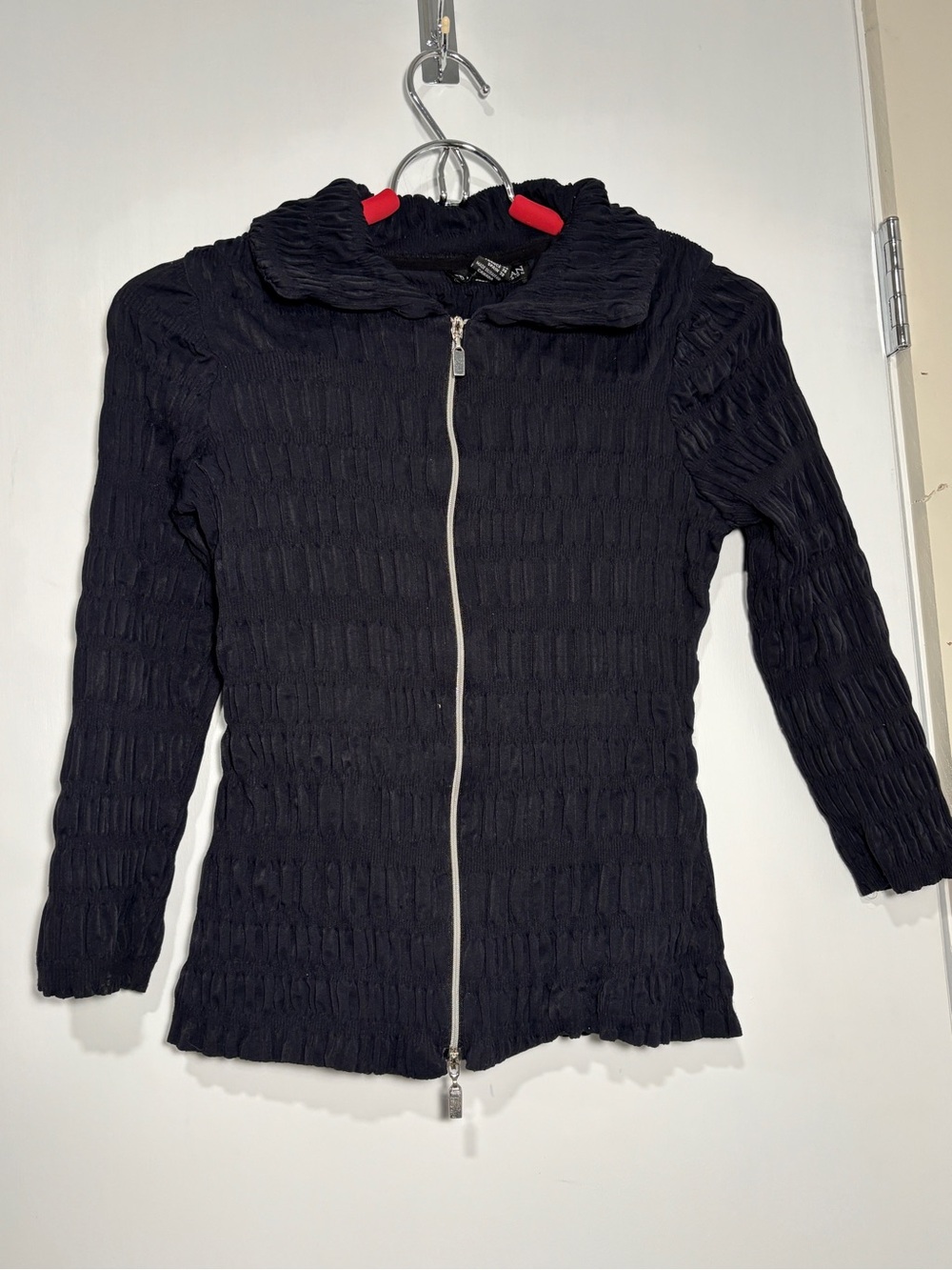 Frank Lyman Design Black Textured Zip Jacket